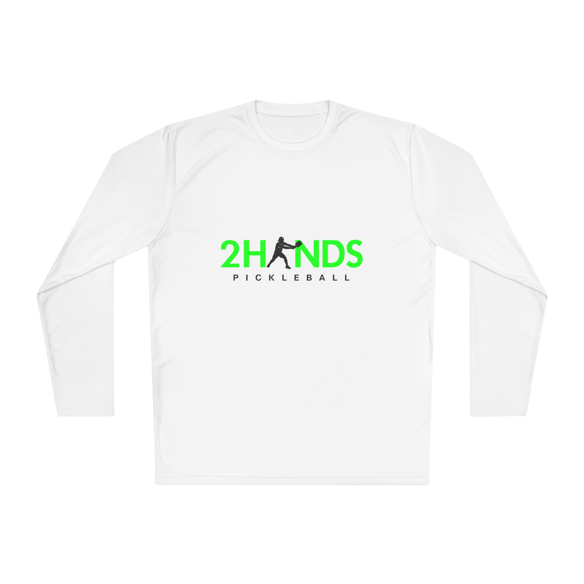 2Hands Pickleball Long Sleeve Performance Tee, White, Lightweight Moisture-Wicking Pickleball Long Sleeve Shirt