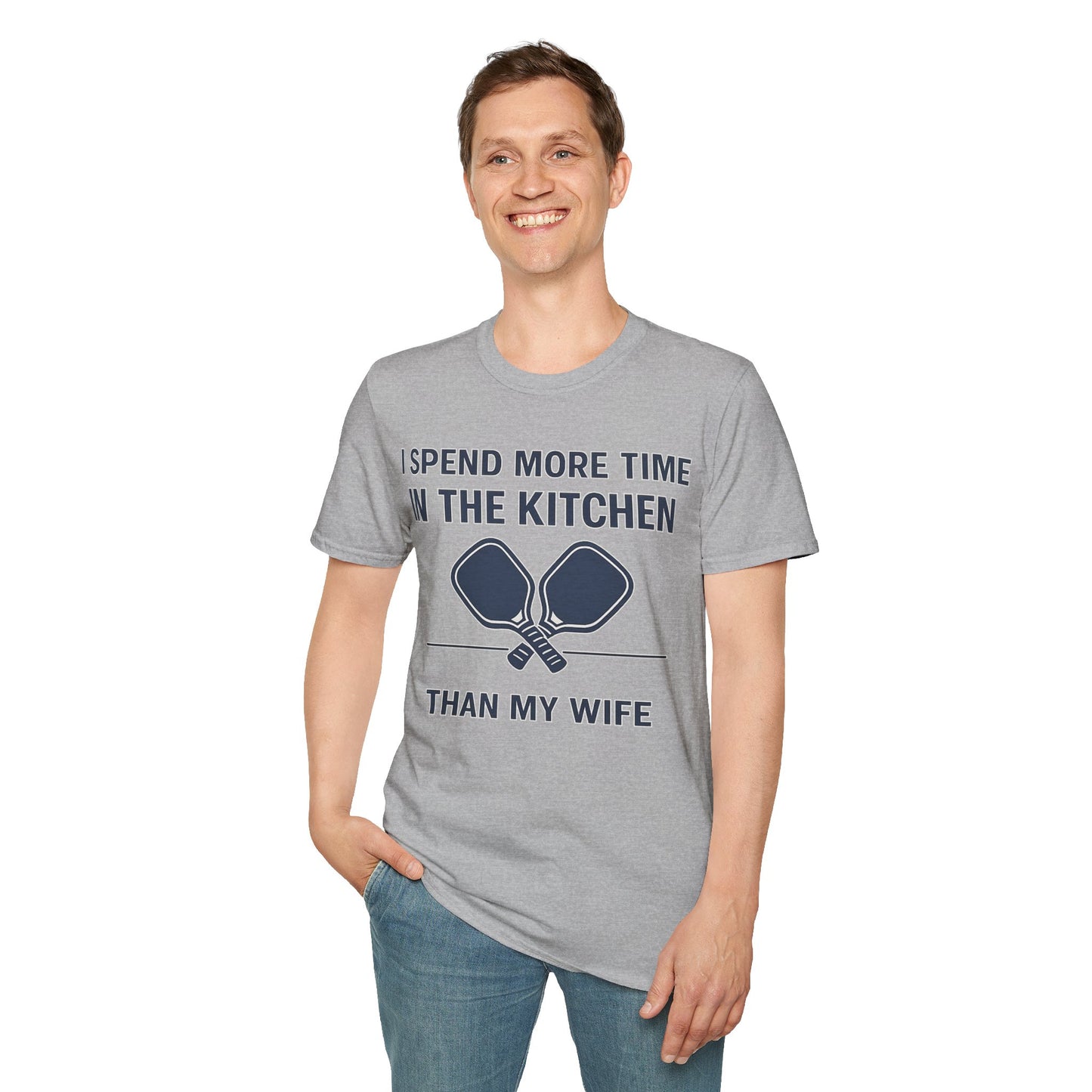 Funny Pickleball Dad Shirt – I Spend More Time In The Kitchen Than My Wife – Pickleball Father’s Day Gift for Dad, Husband, Pickleball Player Tee