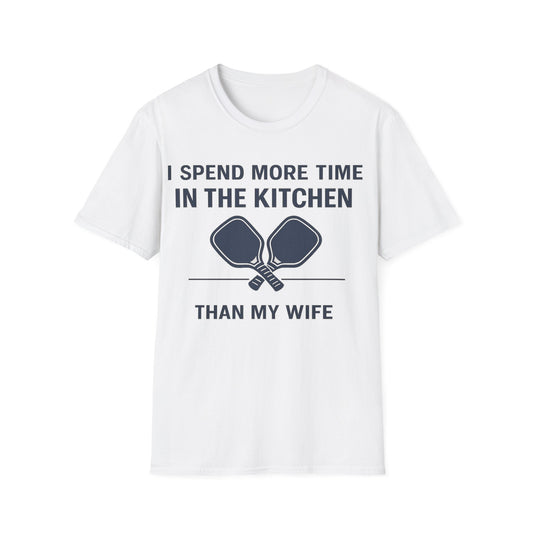 Funny Pickleball Dad Shirt – I Spend More Time In The Kitchen Than My Wife – Pickleball Father’s Day Gift for Dad, Husband, Pickleball Player Tee