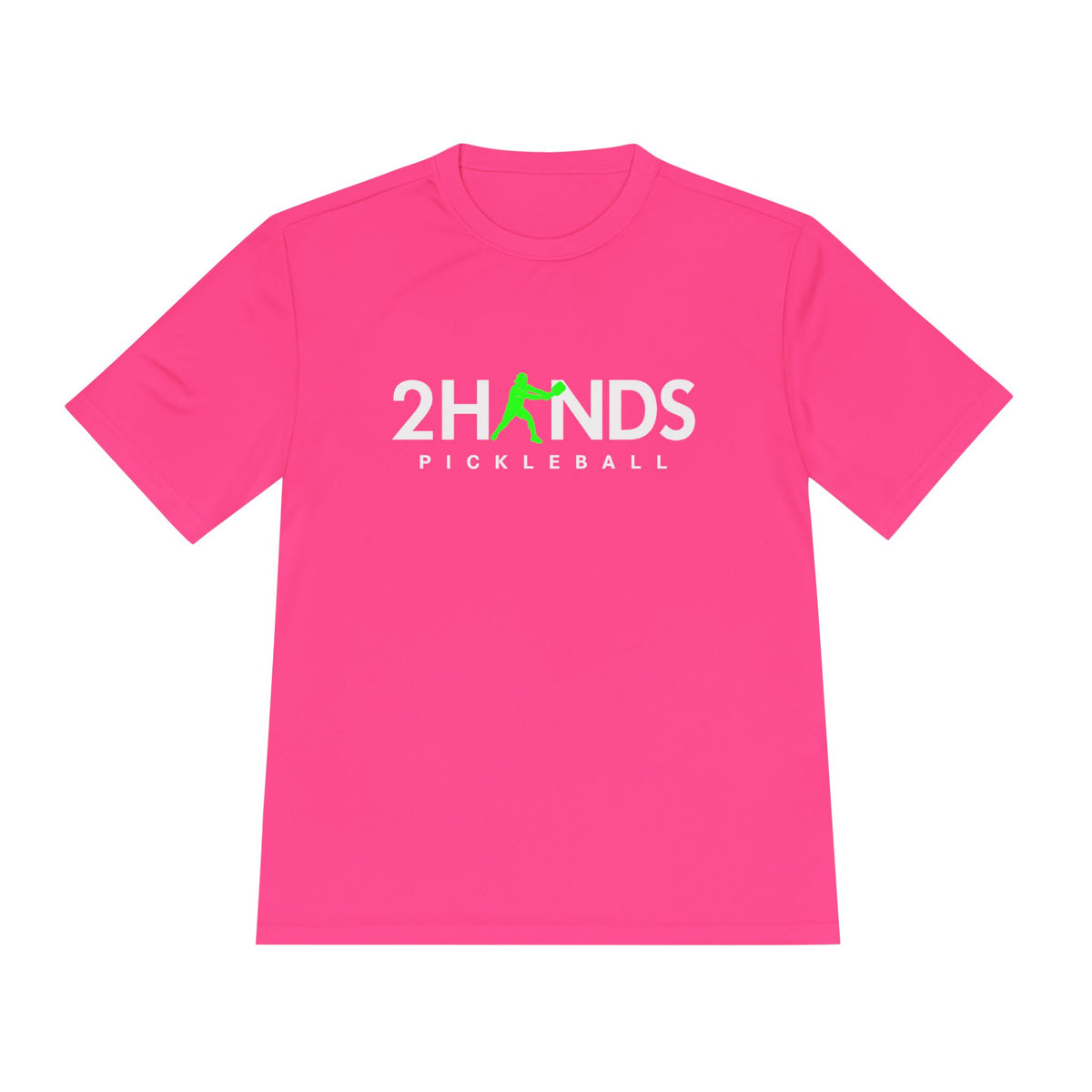 2Hands Pickleball Performance Tee, Neon Pink