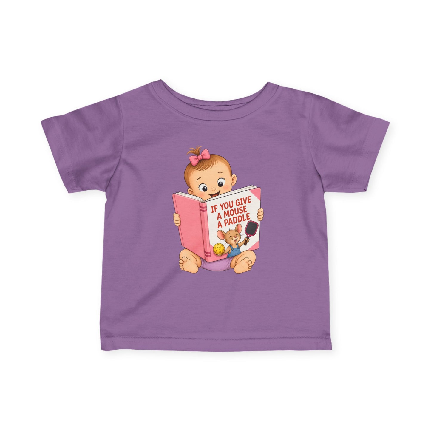 Pickleball Baby Girl T-Shirt – “If You Give a Mouse a Paddle” – Funny Pickleball Gift for Girls
