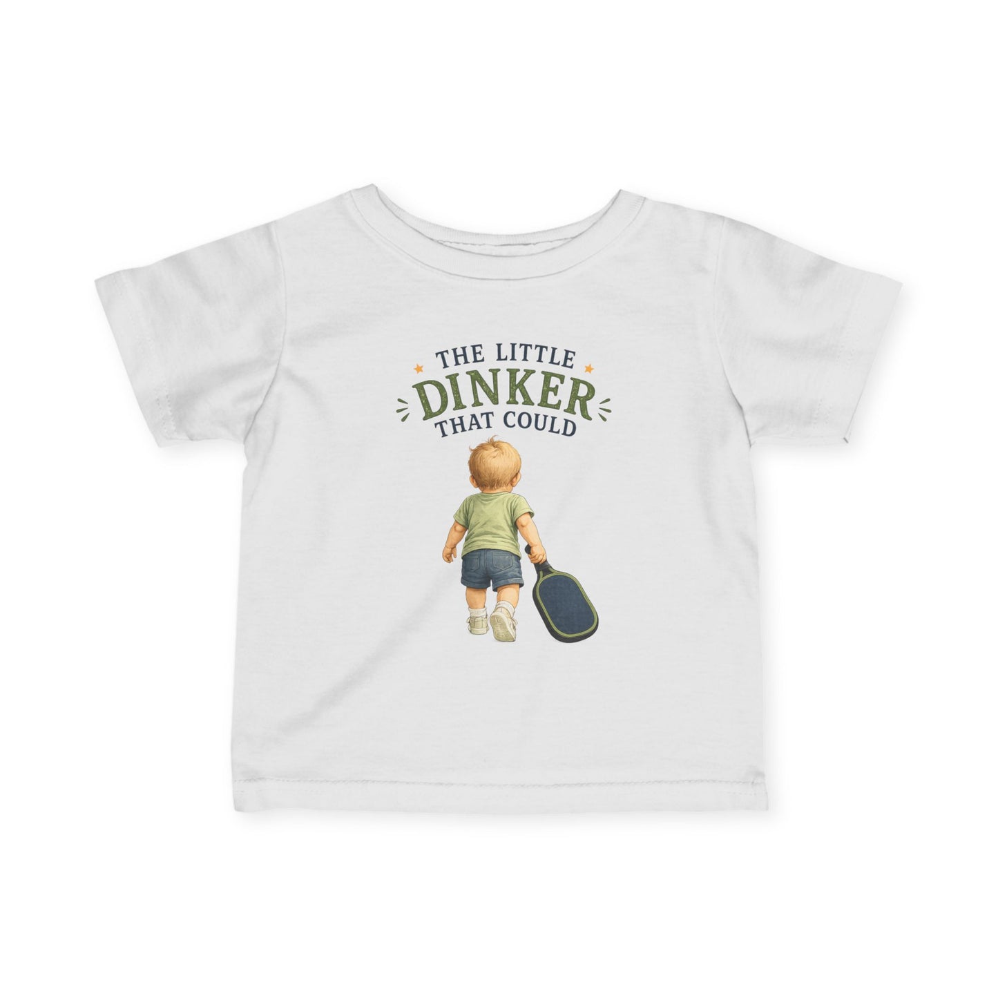 The Little Dinker That Could Baby T-Shirt – Funny Pickleball Baby Gift for Boys – Future Pickleball Player Tee
