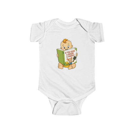 Pickleball Baby Onesie - “If You Give a Mouse a Paddle” - Funny Infant Bodysuit Baby Shower Gift