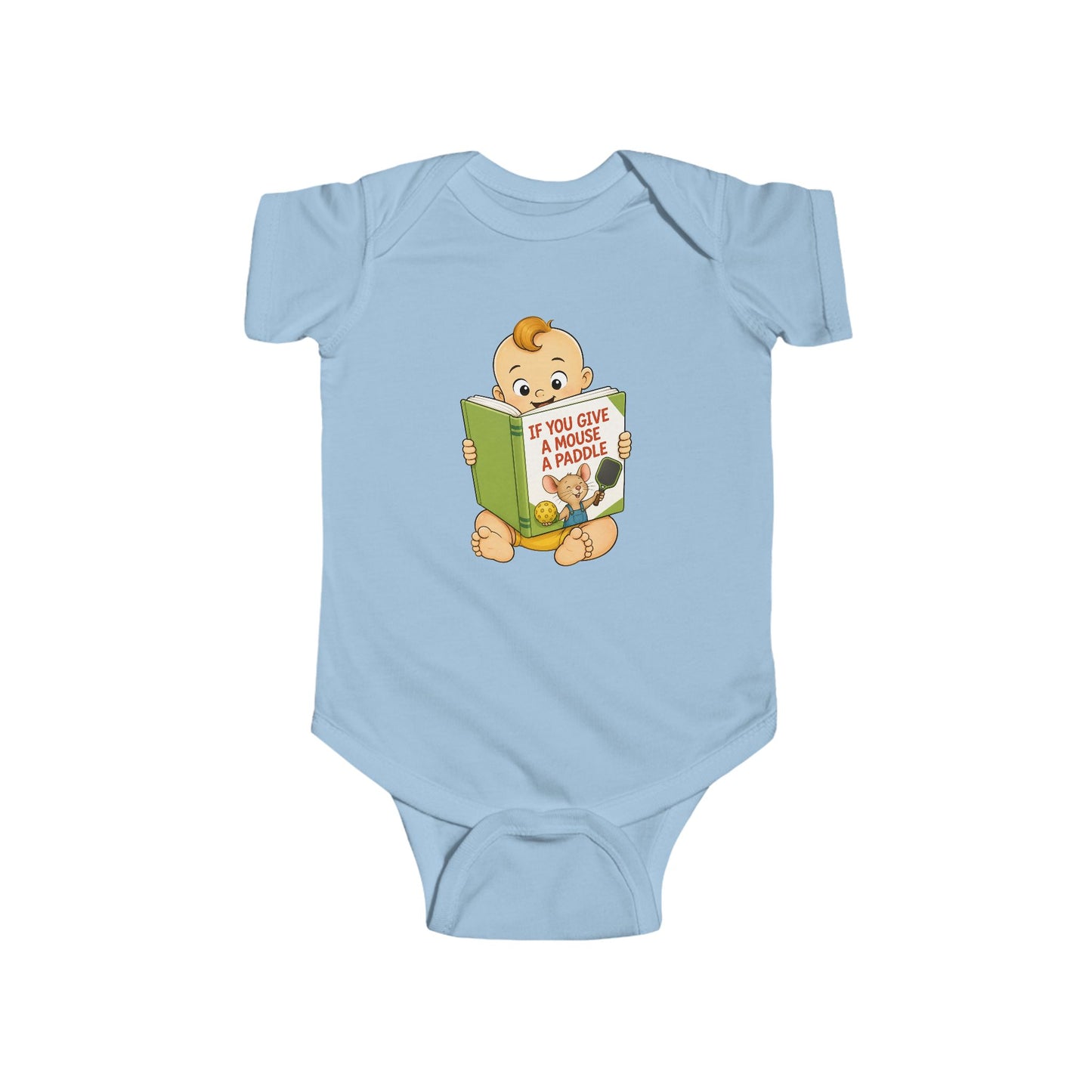 Pickleball Baby Onesie - “If You Give a Mouse a Paddle” - Funny Infant Bodysuit Baby Shower Gift