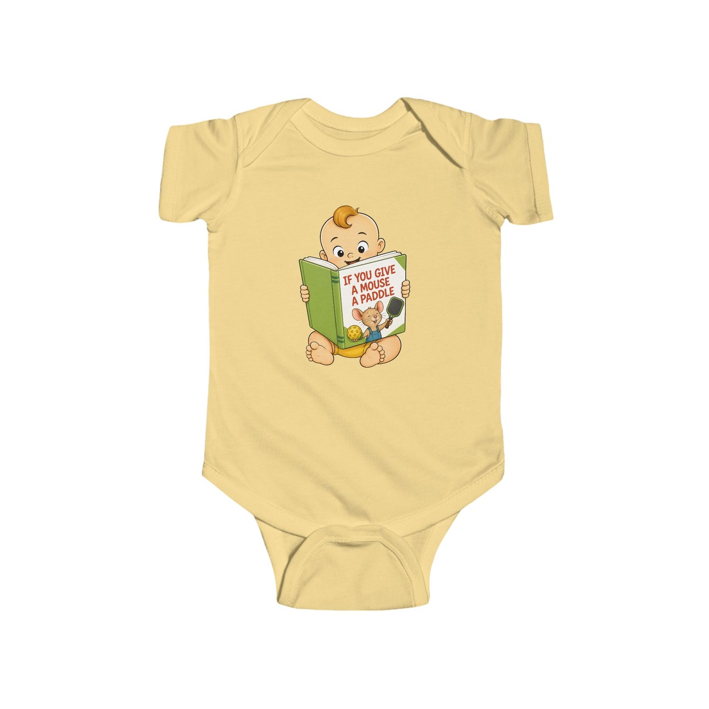 Pickleball Baby Onesie - “If You Give a Mouse a Paddle” - Funny Infant Bodysuit Baby Shower Gift