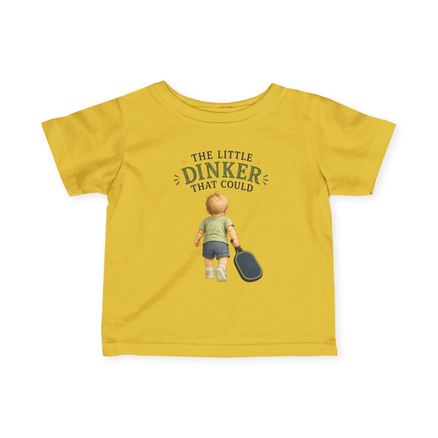 The Little Dinker That Could Baby T-Shirt – Funny Pickleball Baby Gift for Boys – Future Pickleball Player Tee
