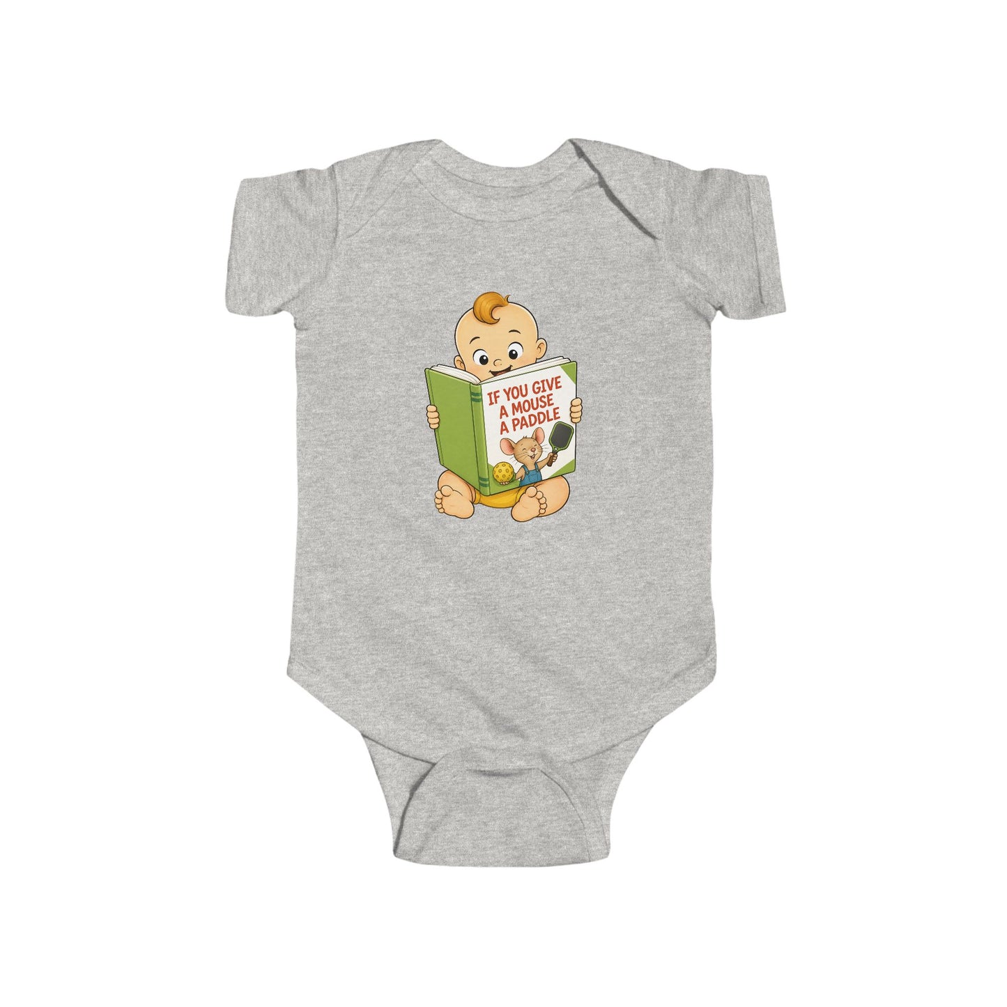 Pickleball Baby Onesie - “If You Give a Mouse a Paddle” - Funny Infant Bodysuit Baby Shower Gift
